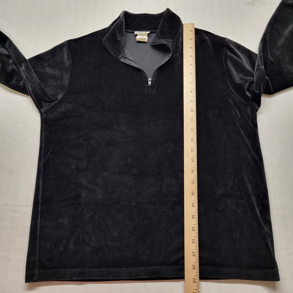 LL Bean Velvet Shirt Womens Medium Pullover 1/4 Zip Top Vintage USA Casual - Picture 9 of 10